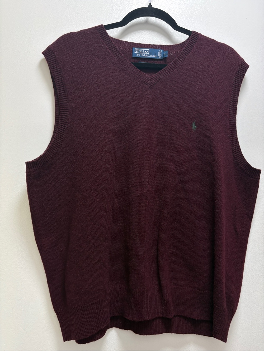 Ralph Lauren Maroon V-Neck Sweater Vest Preppy Fisherman Cabincore 100% wool